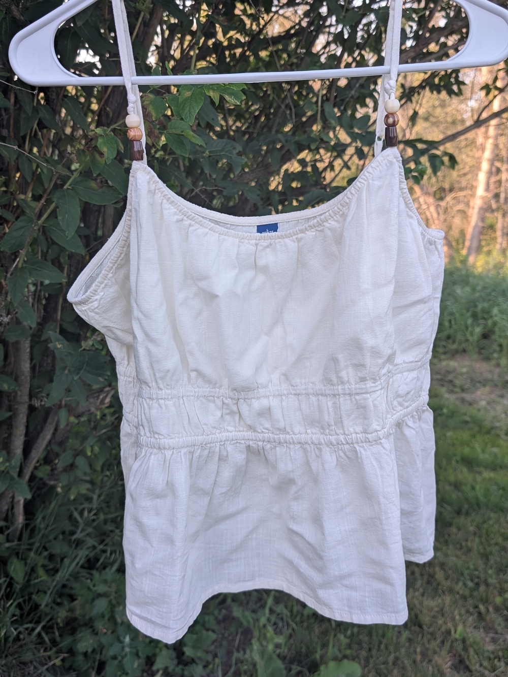 Old Navy Cream Spaghetti Strap Peplum Tank